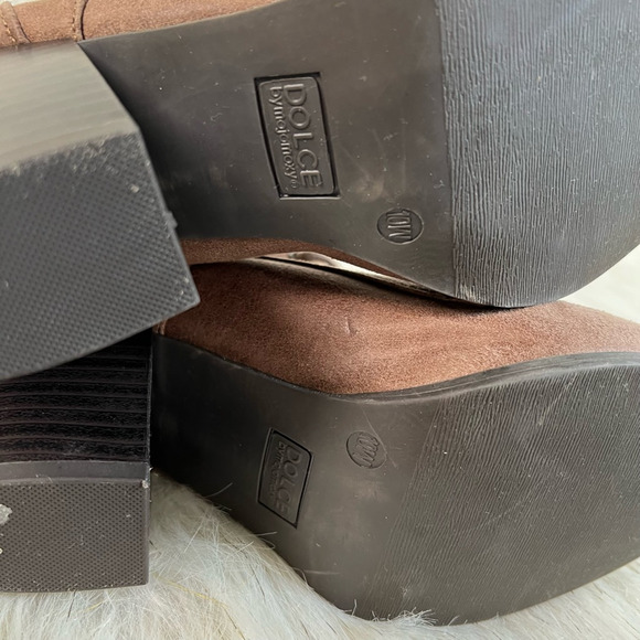 Dolce By Mojo Moxy Womens Ankle Boots Booties Brown Taupe Zipper High 10 W - Picture 6 of 9